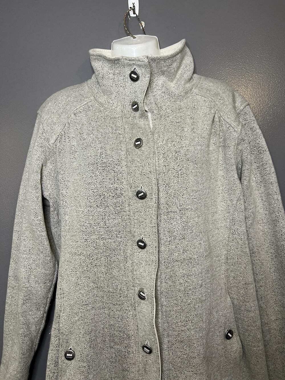 Kuhl Jacket Womens XL Gray Fleece Button Front Collared Mid Length Casual